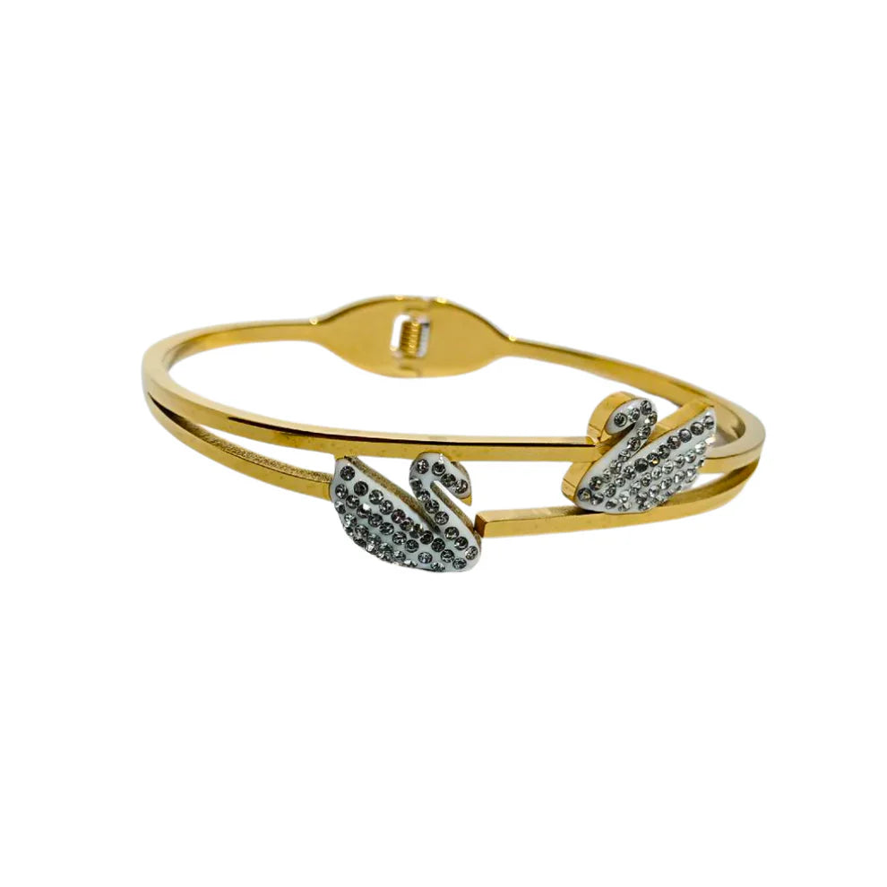 White Double Swan Bracelet - Ronak e Mehfil