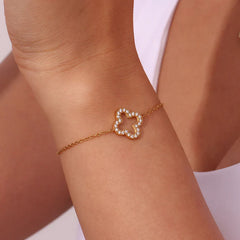 Hollow Clover Studded Bracelet - Ronak e Mehfil