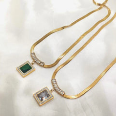 Vien Square Zircon Pendant Necklace - Ronak e Mehfil