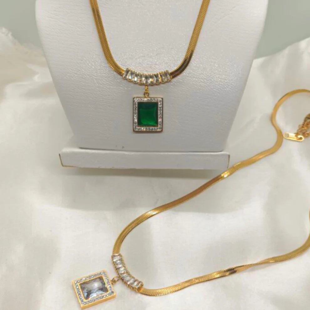 Vien Square Zircon Pendant Necklace - Ronak e Mehfil