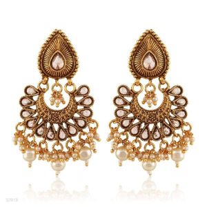 antique pearl polki gold earrings